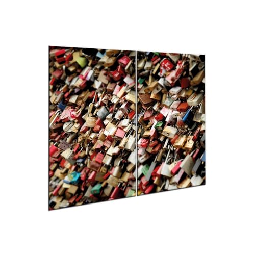 decorwelt |Herdabdeckplatte Glas Set 2x30x52 cm Ceranfeld Abdeckung Spritzschutz Abdeckplatte rutschfest Ceranfeldabdeckung Vorhängeschloss von decorwelt