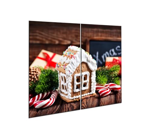 decorwelt |Herdabdeckplatte Glas Set 2x30x52 cm Ceranfeld Abdeckung Spritzschutz Abdeckplatte rutschfest Ceranfeldabdeckung Weihnachten von decorwelt