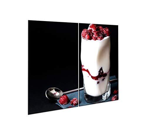 decorwelt |Herdabdeckplatte Glas Set 2x30x52 cm Ceranfeld Abdeckung Spritzschutz Abdeckplatte rutschfest Ceranfeldabdeckung Weiß Dessert von decorwelt