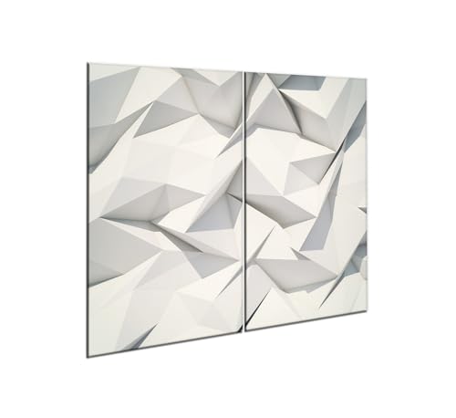 decorwelt |Herdabdeckplatte Glas Set 2x30x52 cm Ceranfeld Abdeckung Spritzschutz Abdeckplatte rutschfest Ceranfeldabdeckung Weiß Modern von decorwelt