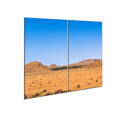 decorwelt |Herdabdeckplatte Glas Set 2x30x52 cm Ceranfeld Abdeckung Spritzschutz Abdeckplatte rutschfest Ceranfeldabdeckung Wüste von decorwelt