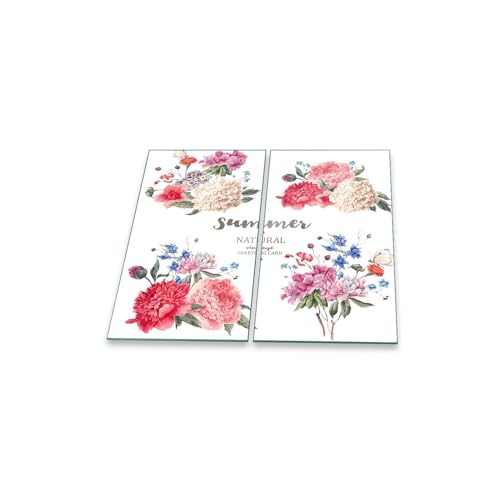 decorwelt | Herdabdeckplatten 2x30x52 cm Ceranfeld 2-Teilig Universal Elektroherd Induktion für Kochplatten Herdschutz Deko Schneidebrett Sicherheitsglas Spritzschutz Glas Mit Spruch Blumen von decorwelt