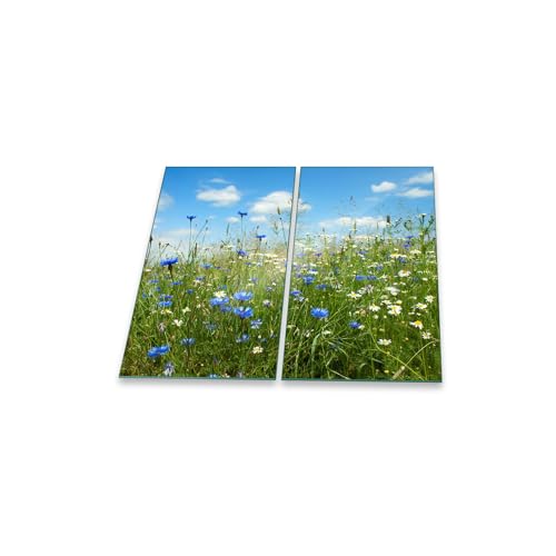 decorwelt | Herdabdeckplatten 2x30x52 cm Ceranfeldabdeckung 2-Teilig Universal Elektroherd Induktion für Kochplatten Herdschutz Deko Schneidebrett Sicherheitsglas Spritzschutz Glas Natur von decorwelt