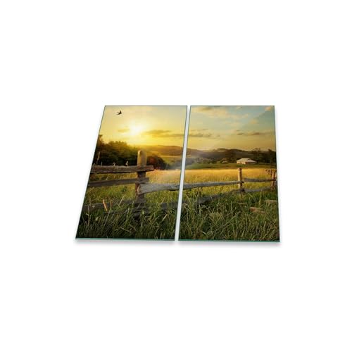decorwelt | Herdabdeckplatten 2x30x52 cm Ceranfeldabdeckung 2-Teilig Universal Elektroherd Induktion für Kochplatten Herdschutz Deko Schneidebrett Sicherheitsglas Spritzschutz Glas Natur von decorwelt