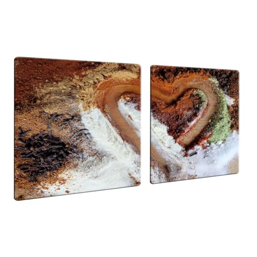 decorwelt | Herdabdeckplatten 2x40x52 cm Ceranfeld Abdeckung 2 Teilig Glas Spritzschutz Abdeckplatte Glasplatte Herd Ceranfeldabdeckung Herz Gewürze von decorwelt