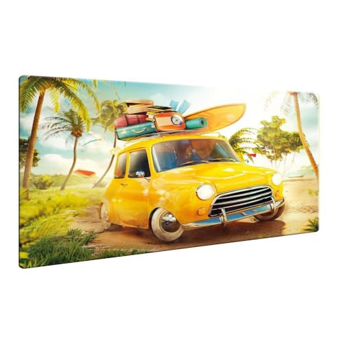 decorwelt | Herdabdeckplatten 80x52cm Ceranfeld Abdeckung Glas Spritzschutz Abdeckplatte Glasplatte Herd rutschfest Herd Ceranfeldabdeckung Auto Gelb von decorwelt