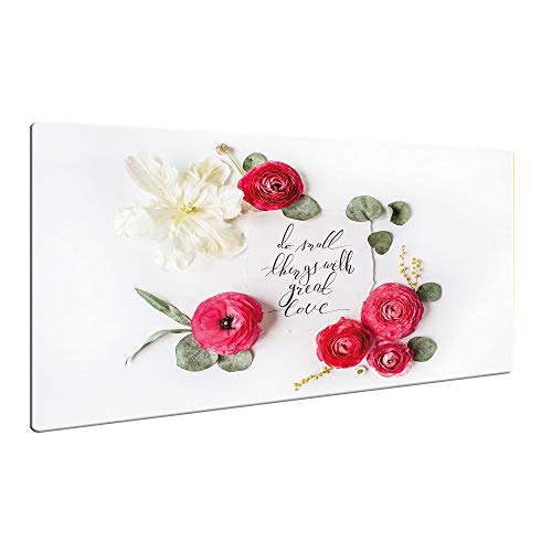 decorwelt | Herdabdeckplatten 80x52cm Ceranfeld Abdeckung Glas Spritzschutz Abdeckplatte Glasplatte Herd rutschfest Herd Ceranfeldabdeckung Blumen Pink weiß von decorwelt