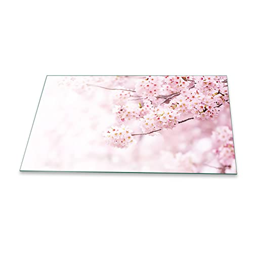 decorwelt | Herdabdeckplatten 90x52 cm 1-Teilig Blumen Pink Ceranfeldabdeckung Universal Spritzschutz Glas Deko Elektroherd Induktion für Kochplatten Herdschutz Schneidebrett Sicherheitsglas von decorwelt