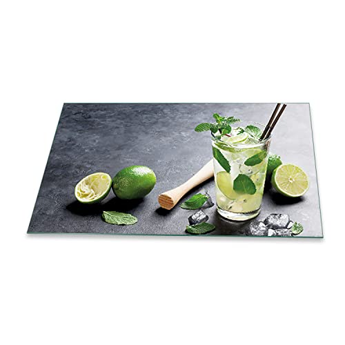 decorwelt | Herdabdeckplatten 90x52 cm 1-Teilig Obst Schwarz Ceranfeldabdeckung Universal Spritzschutz Glas Deko Elektroherd Induktion für Kochplatten Herdschutz Schneidebrett Sicherheitsglas von decorwelt