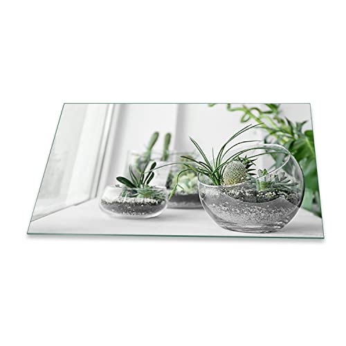 decorwelt | Herdabdeckplatten 90x52 cm 1-Teilig Pflanzen Grün Ceranfeldabdeckung Universal Spritzschutz Glas Elektroherd Induktion für Kochplatten Herdschutz Schneidebrett Sicherheitsglas von decorwelt