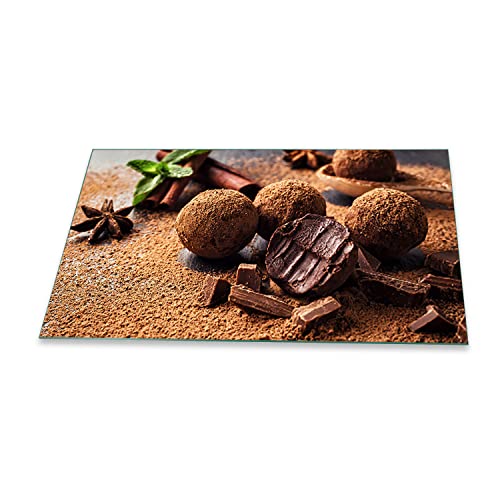 decorwelt | Herdabdeckplatten 90x52 cm 1-Teilig Schokolade Braun Ceranfeldabdeckung Universal Spritzschutz Glas Elektroherd Induktion für Kochplatten Herdschutz Schneidebrett Sicherheitsglas von decorwelt