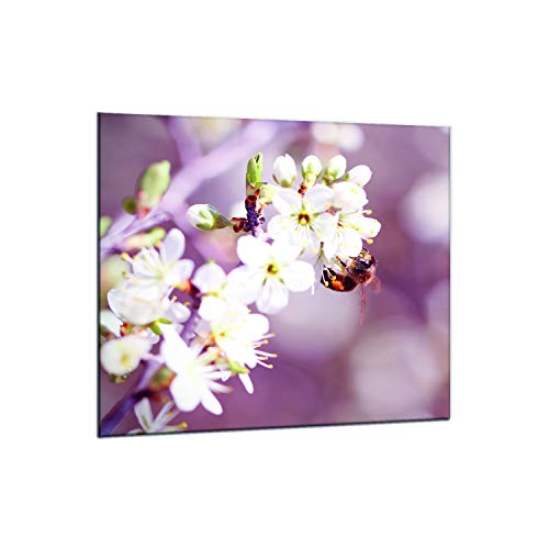 decorwelt | Küchenrückwand Spritzschutz aus Glas 65x60 cm Wandschutz Herd Spüle Küchenspritzschutz Fliesenschutz Fliesenspiegel Küche Dekoglas Blumen Pink von decorwelt