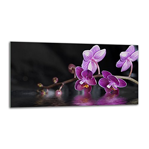 decorwelt Küchenrückwand Spritzschutz aus Glas 80x40 cm Wandschutz Herd Spüle Küchenspritzschutz Fliesenschutz Fliesenspiegel Küche Dekoglas Orchidee Lila von decorwelt