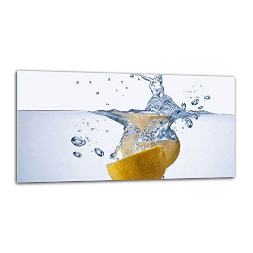 decorwelt Küchenrückwand Spritzschutz aus Glas 80x40 cm Wandschutz Herd Spüle Küchenspritzschutz Fliesenschutz Fliesenspiegel Küche Dekoglas Zitrone Gelb-Weiß von decorwelt