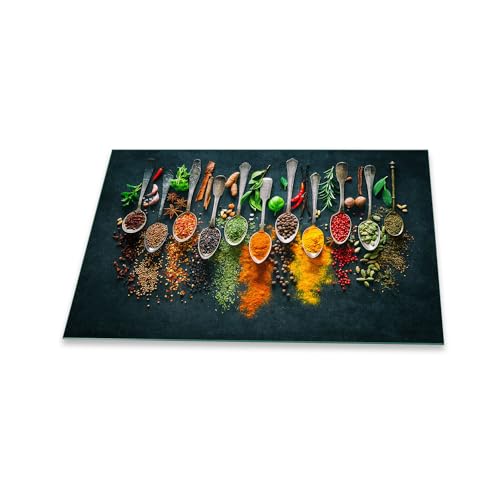 decorwelt Küchenrückwand Spritzschutz aus Glas Wandschutz Herd Spüle Gewürze Kräuter Bunt 80x52 cm Küchenspritzschutz Fliesenschutz Fliesenspiegel Küche von decorwelt