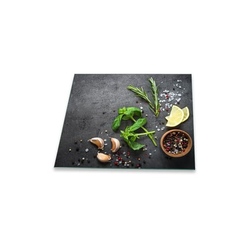 decorwelt Küchenrückwand Spritzschutz aus Glas Wandschutz Herd Spüle Gewürze Kräuter Grau 60x52 cm Küchenspritzschutz Fliesenschutz Fliesenspiegel Küche von decorwelt