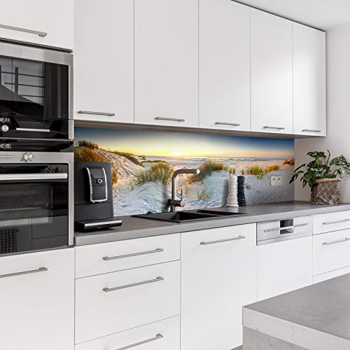 Dedeco Küchenrückwand Motiv: Strand V2, 3mm Acrylglas als Spritzschutz für die Küchenwand Wandschutz Dekowand wasserfest, 3D-Effekt, alle Untergründe, 260 x 60 cm von dedeco