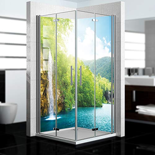 dedeco Duschrückwand Wasserfall V9 Motiv – fugenlose Wandverkleidung für Dusche & Bad – individuell konfigurierbar & selbst gestalten – wasserfest, pflegeleicht & dekorativ – Made in Germany von dedeco
