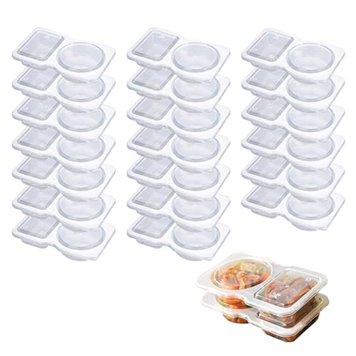 deegbbyi 20 Stück Snackbox, Tragbare Snackdose, Snackbox mit Fächern, Auslaufsicherer Snackteller, mit Deckel Dipschalen, Mehrwegbehälter, für Soßen Dips Gewürze Candy (130ml) von deegbbyi