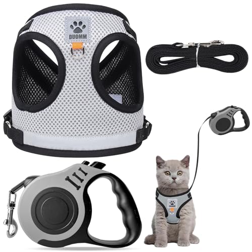 deegbbyi Katzengeschirr mit Leine, Katzengeschirr Ausbruchsicher, Katze Geschirr Set mit Reflektorstreifen Nächtliche Sicher & Bequem, Verstellbar Katzenweste, für Katzen Kitten Hunde Welpen von deegbbyi