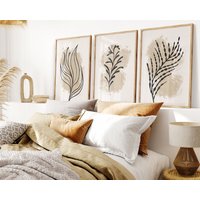 Abstrakte Wandkunst 3Er-Set Wildblumen Wandbilder, Beige Schwarz Schlafzimmer Poster, Wohnzimmer, Dekoration B151 Abstrakte Wandkunst 3Er-Set Wildblumen Wandbilder, Beige Schwarz Schlafzimmer Poster, Wohnzimmer, Dekoration B151 von deepEdity