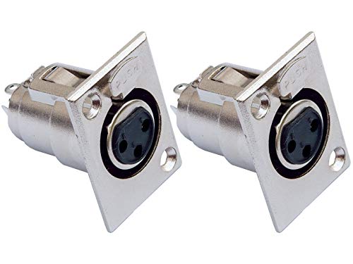 2er Set deetech XLR Einbaubuchse"Eco 1" 3-polig, mit Verriegelung female silber von deetech