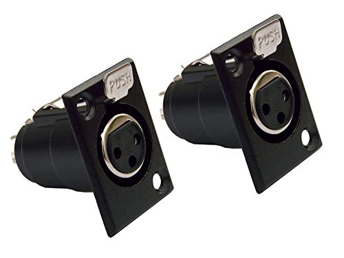 2er Set deetech XLR Einbaubuchse"Eco 1" 3-polig mit Verriegelung female schwarz von deetech