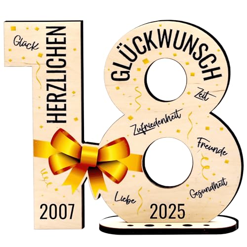 defiPad 2025 Holz-Schild Gästebuch 18 Geburtstag Geschenk fur Frau oder Mann | 18 Jahre Holz Geschenke und Gästebuch fur Geburtstag Jubiläum | Geburtstagsdeko | Geburtstagsgeschenk für Frauen von defiPad