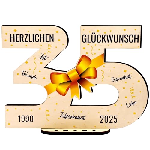 defiPad 2025 Holz-Schild Gästebuch 35 Geburtstag Geschenk fur Frau oder Mann | 35 Jahre Holz Geschenke und Gästebuch fur Geburtstag Jubiläum | Geburtstagsdeko | Geburtstagsgeschenk für Frauen von defiPad