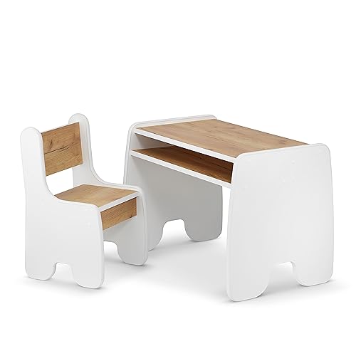 defiPad Stylisch und Stabile Kindertisch mit 2 Stühlen | Schreibtisch Kinder mit stauraum und Kinderstuhl | Sitzgruppe Kinder | Kinder Tisch Stuhl Set | Kinderzimmer Möbel von defiPad