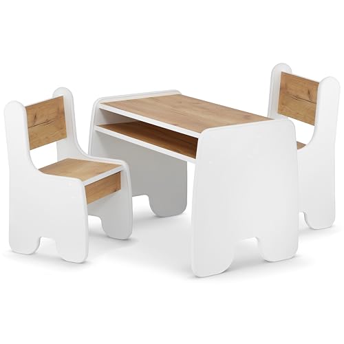 defiPad Stylisch und Stabile Kindertisch mit 2 Stühlen | Schreibtisch Kinder mit stauraum und Kinderstuhl | Sitzgruppe Kinder | Kinder Tisch Stuhl Set | Kinderzimmer Möbel von defiPad