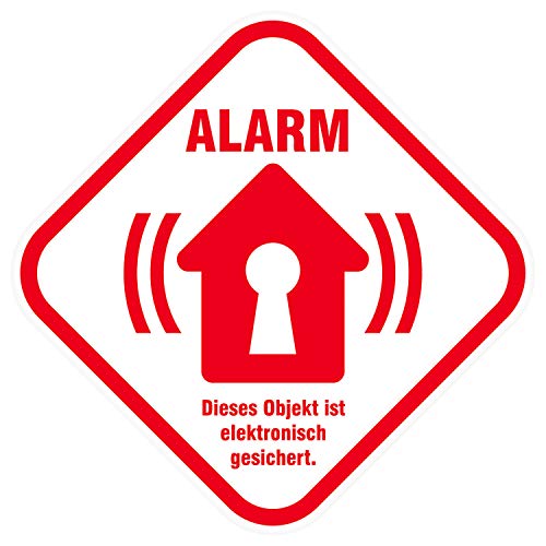 Alarm Aufkleber Alarmanlage Alarmgesichert Sticker - 8,5 x 8,5 cm - Einbruch Schutz für KFZ Auto Wohnmobil Haus Firma mit UV Schutz Wetterfest Außen & Innen von deformaze