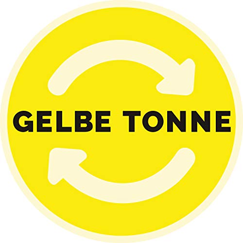 Aufkleber GELBE TONNE Sticker Mülltonne Mülleimer Recycling Abfall Mülltrennung Wertstoffkennzeichnung UV Wetterfest 9cm von deformaze