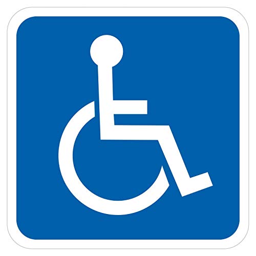 Sticker Rollstuhlfahrer Behinderten Aufkleber Warnaufkleber Selbstklebend KFZ Auto Scheibe UV Wetterfest Blau Weiß - Verschiedene Größen wählbar (8 x 8 cm) von deformaze