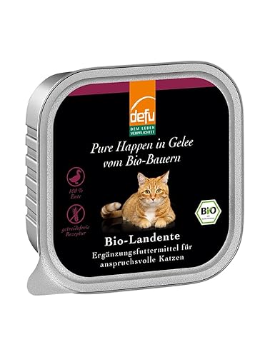 defu Katzenfutter | 16 x 100 g | Bio Landente Pure Happen in Gelee | Premium Bio Ergänzungsfuttermittel für Katzen defu Katzenfutter | 16 x 100 g | Bio Landente Pure Happen in Gelee | Premium Bio Ergänzungsfuttermittel für Katzen von defu