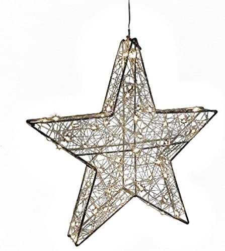 LED Draht Stern 80 LEDs Silber 37,5 cm mit Timer Weihnachten Deko zum Hängen LED Draht Stern 80 LEDs Silber 37,5 cm mit Timer Weihnachten Deko zum Hängen von degawo