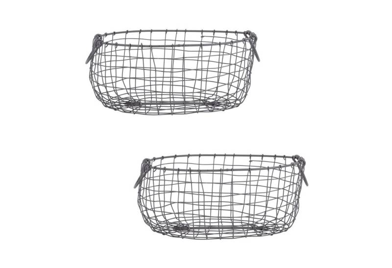 degawo Aufbewahrungsbox degawo 2er Set Draht Korb -GROSS- oval L= 38,5cm Griffe Dekoration (1x Korb) von degawo