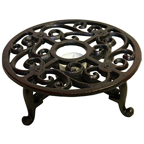 degawo Warmhalteplatte Stövchen Dunkelbraun rund 18,5 cm Landhausstil Rechaud Gusseisen von degawo