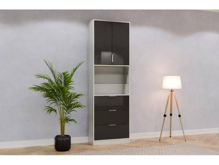 Badezimmer Hochschrank/ Badschrank nach Maß - RAL 9011 Graphitschwarz - 250x250x34cm - Individuell konfigurieren von deinschrank.de