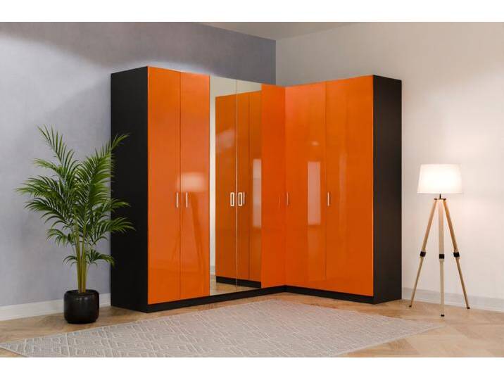 Eckkleiderschrank nach Maß RAL 2008 Hellrotorange B240xB120xH230cm Individuell konfigurieren von deinschrank.de