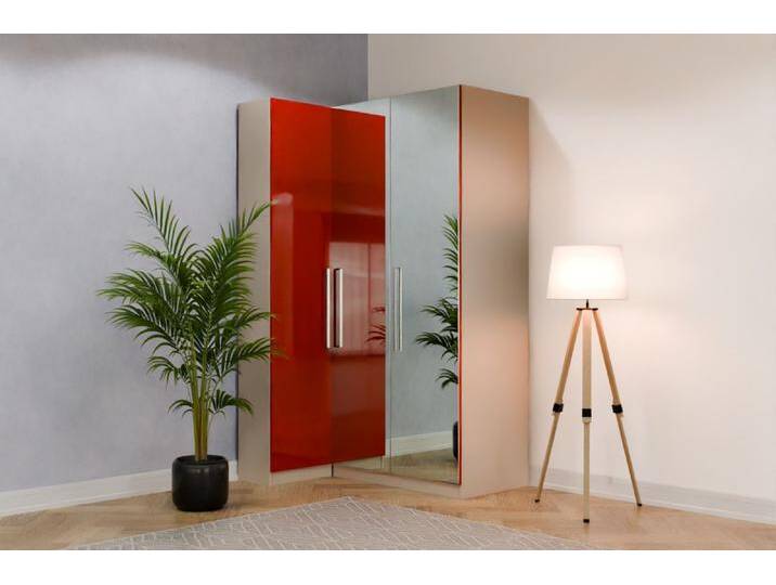 Eckkleiderschrank nach Maß RAL 3020 Verkehrsrot B50xB137xH230cm Individuell konfigurieren von deinschrank.de