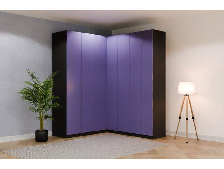 Eckkleiderschrank nach Maß RAL 4005 Blaulila B140xB219xH266cm Individuell konfigurieren von deinschrank.de