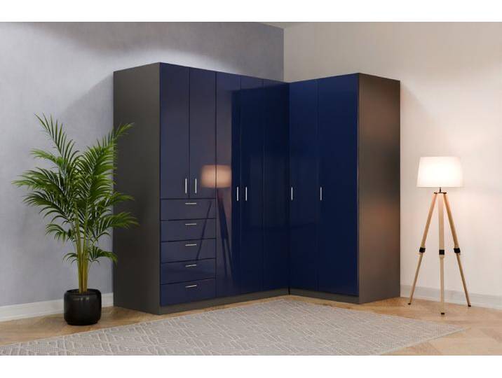 Eckkleiderschrank nach Maß RAL 5022 Nachtblau B238xB89xH220cm Individuell konfigurieren von deinschrank.de