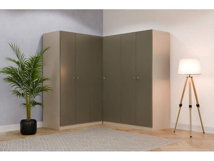 Eckkleiderschrank nach Maß RAL 7003 Moosgrau B180xB140xH200cm Individuell konfigurieren Eckkleiderschrank nach Maß RAL 7003 Moosgrau B180xB140xH200cm Individuell konfigurieren von deinschrank.de