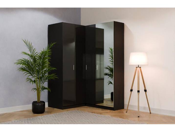 Eckkleiderschrank nach Maß RAL 9017 Verkehrschwarz B120xB100xH218cm Individuell konfigurieren Eckkleiderschrank nach Maß RAL 9017 Verkehrschwarz B120xB100xH218cm Individuell konfigurieren von deinschrank.de
