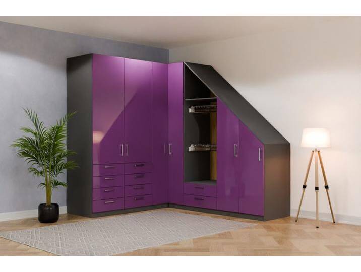 Eckschrank mit Schräge nach Maß - RAL 4008 Signalviolett - B234xB208xH256cm - Individuell konfigurieren von deinschrank.de