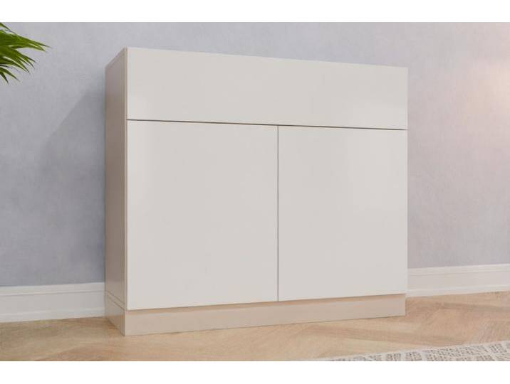 Esszimmerschrank nach Maß - Lackiertes Glas Schneeweiß satiniert - 90x90x40cm - Individuell konfigurieren von deinschrank.de