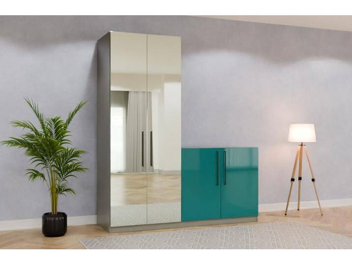 Garderobenschrank mit Spiegel nach Maß RAL 5021 Wasserblau 252x252x703cm Individuell konfigurieren Garderobenschrank mit Spiegel nach Maß RAL 5021 Wasserblau 252x252x703cm Individuell konfigurieren von deinschrank.de