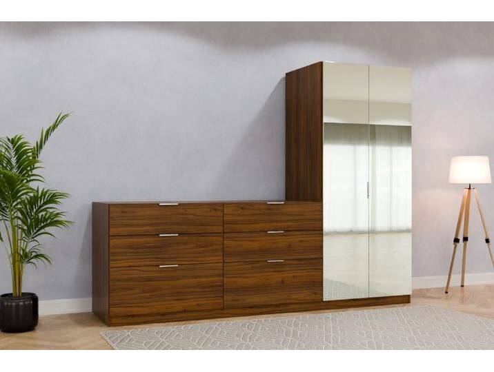 Kleiderschrank mit Spiegel/ Spiegelschrank nach Maß - 218x218x72cm - Individuell konfigurieren von deinschrank.de