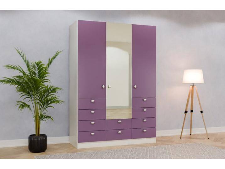 Kleiderschrank mit Spiegel/ Spiegelschrank nach Maß - RAL 4001 Rotlila - 218x218x60cm - Individuell konfigurieren von deinschrank.de